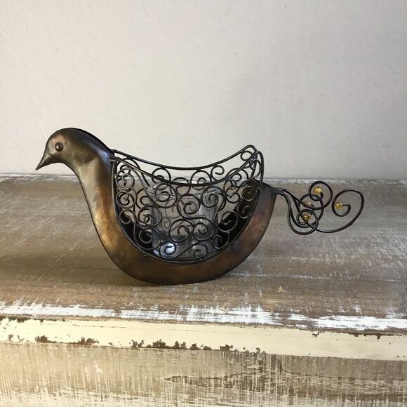 Metal bird and scroll candle holder tea light classic decor - Picture 1 of 8